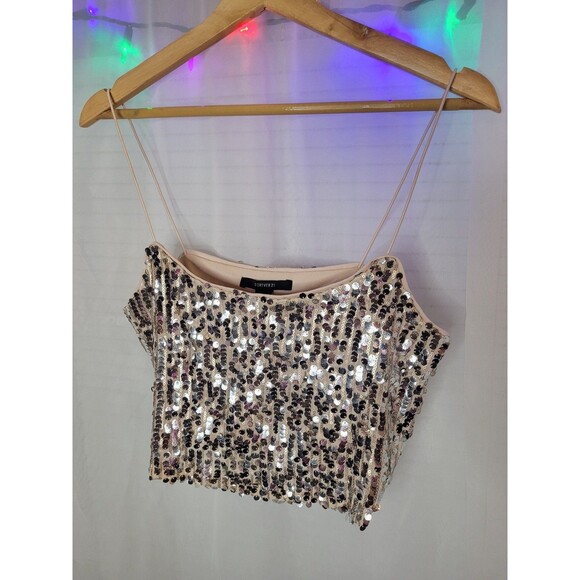 Forever21 crop top women's size small sequins sparkle - Picture 1 of 5